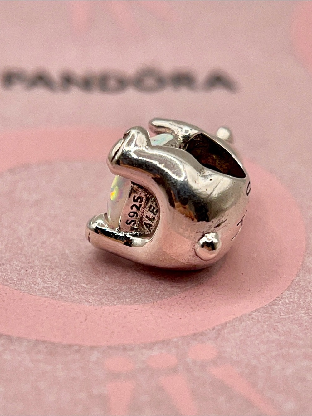 Pandora Sterling Silver Warm Hugs Teddy Bear Opal Charm 793108C01 - Picture 4 of 6